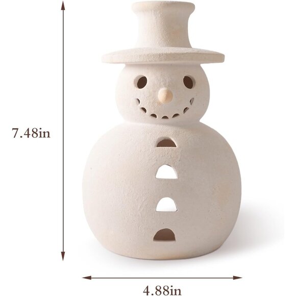 1 Pack Handmade White Clay Winter Holiday Rustic Unique Decor Snowman Figurines - Picture 2 of 6